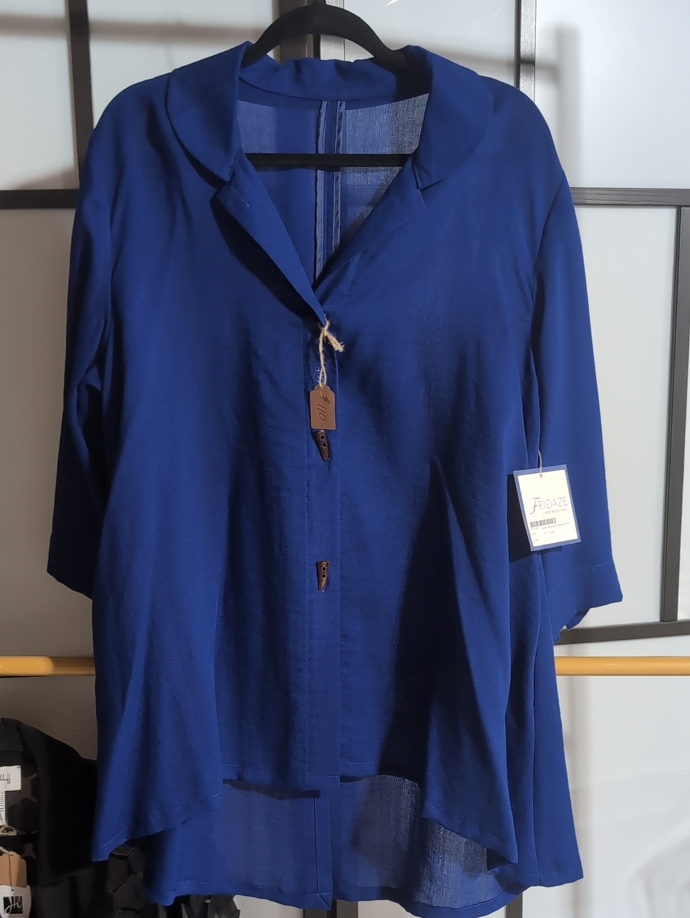 Button-Front Women's Blouse in Deep Blue